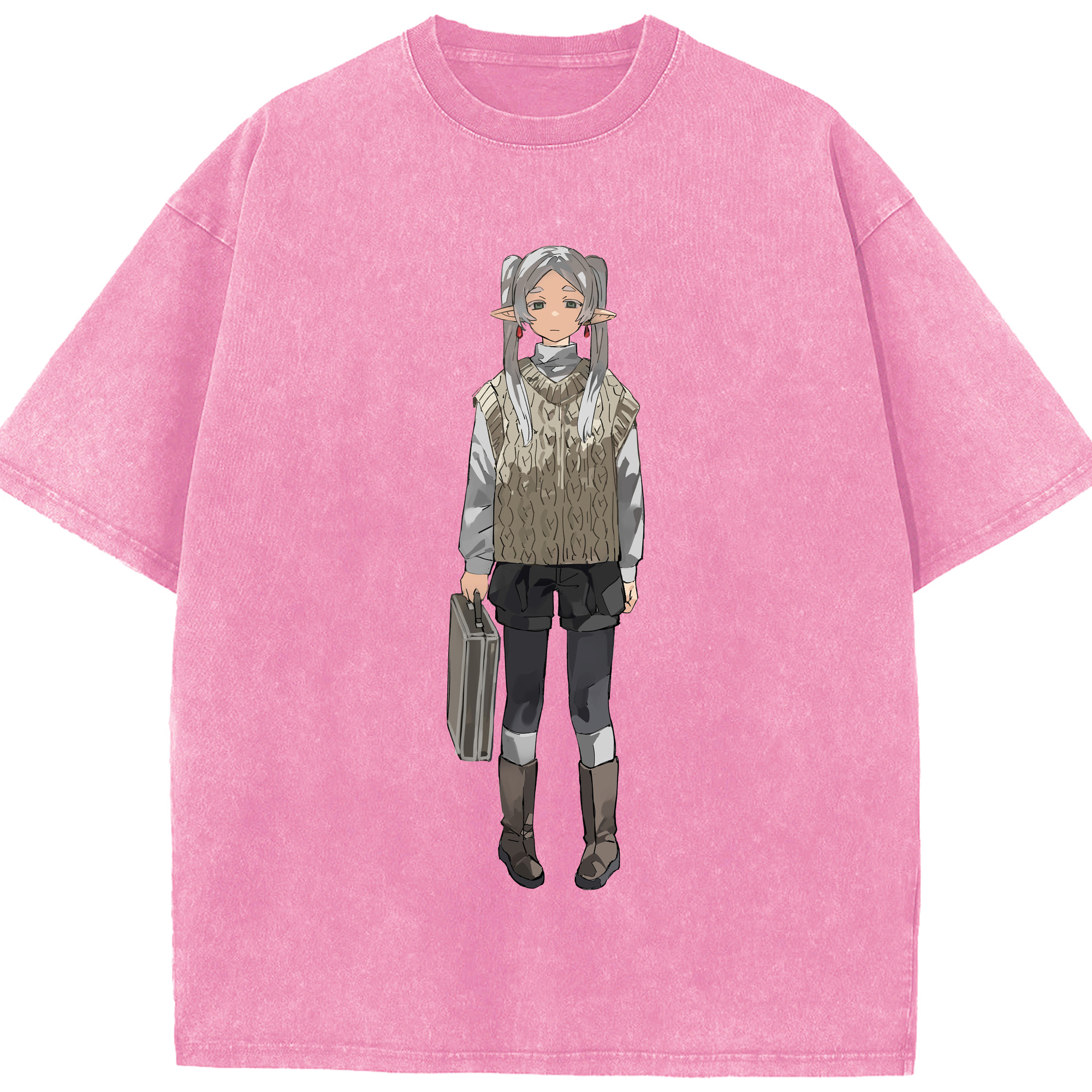 （画像用） 葬送のフリーレン Frieren 綿100% ヴィンテージ風 半袖Tシャツ（フロントプリント）
